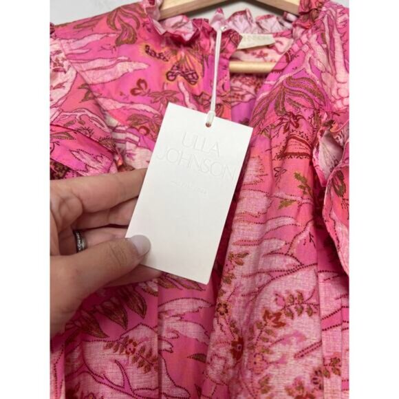 NWT Ulla Johnson Lulua Tiered Ruffled Mini Dress Women's Camellia Size: 8 - Picture 4 of 7